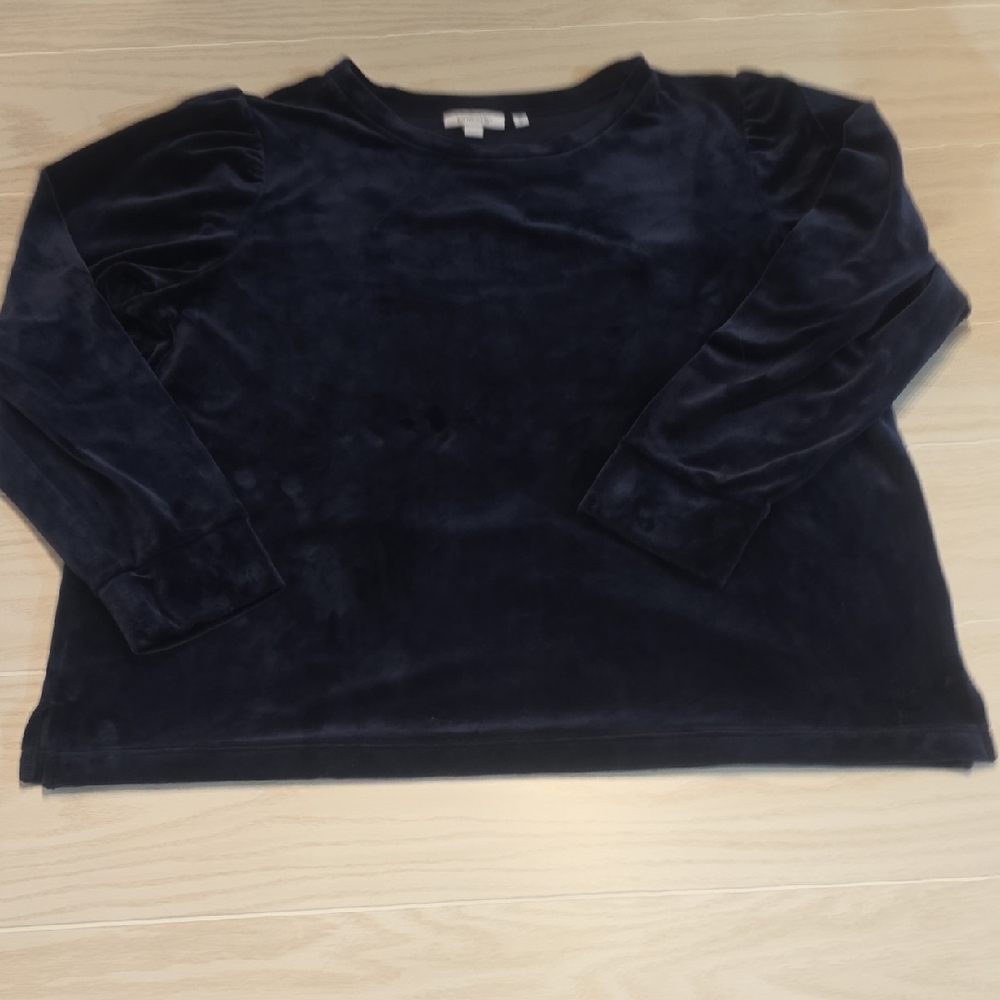 Chico's Deep Blue Velvet Top Holiday XL -A001